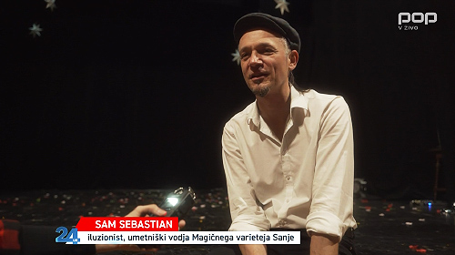 Čarodej in iluzionist Sam Sebastian daje intervju za oddajo Pop In na POP TV.